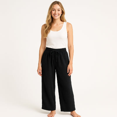 Lange Musselin Hose Damen (Schwarz)