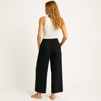 Lange Musselin Hose Damen (Schwarz)