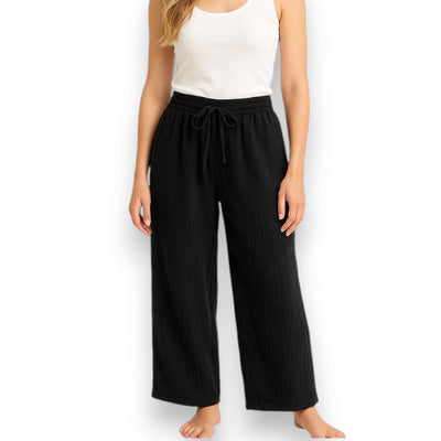 Lange Musselin Hose Damen (Schwarz)