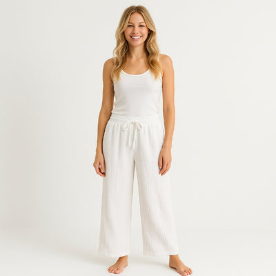 Lange Musselin Hose Damen (Weiß)