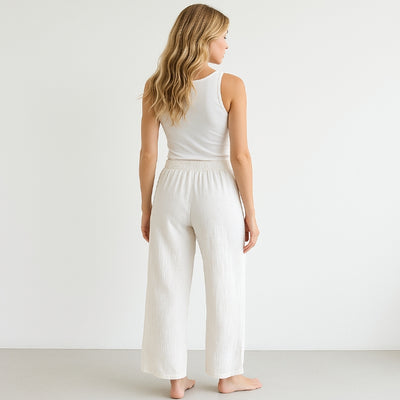 Lange Musselin Hose Damen (Weiß)
