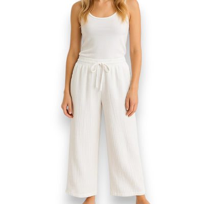 Lange Musselin Hose Damen (Weiß)