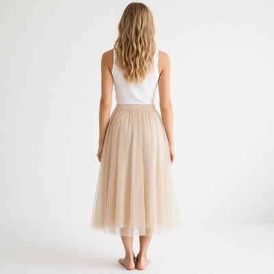Langer Tüllrock (Beige)