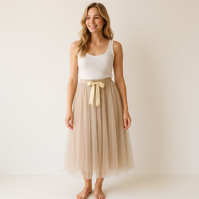 Langer Tüllrock (Beige)