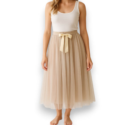 Langer Tüllrock (Beige)