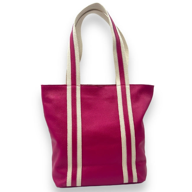 Leder Handtasche mit Reißverschluss für Damen (Pink)