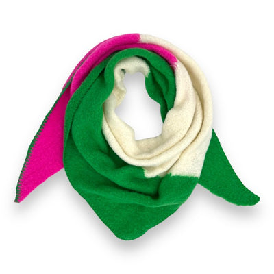 Mehrfarbiger Schal (Grün-Pink-Beige)