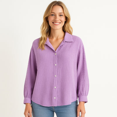 Musselin Bluse Damen (Lila)