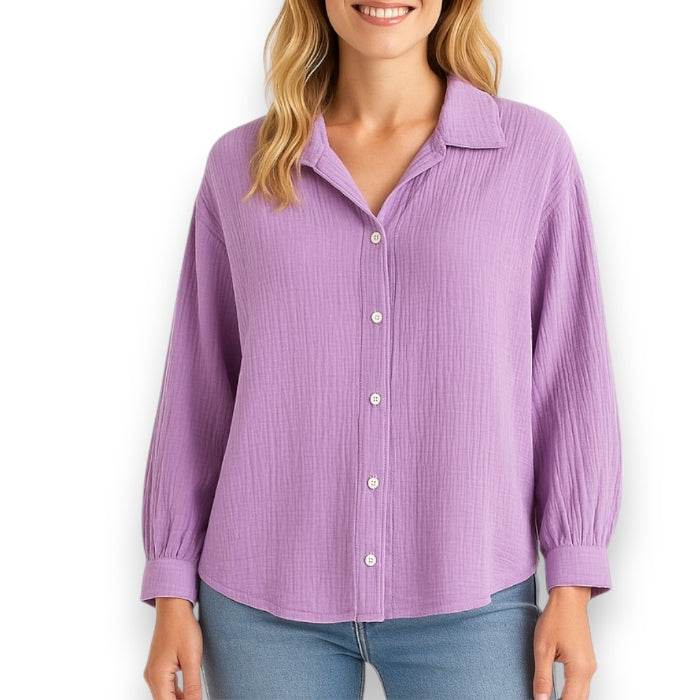 Musselin Bluse Damen (Lila)