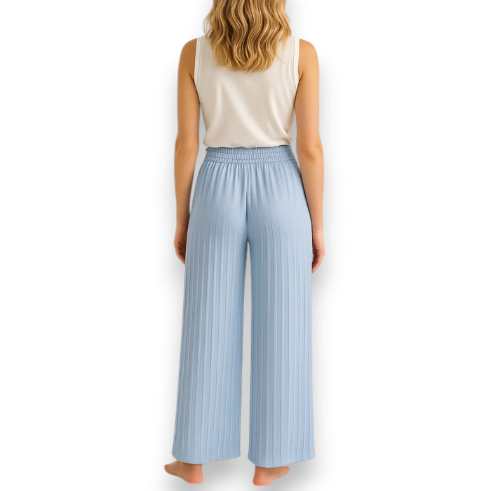 Plissee Hose Damen lang (Hellblau)