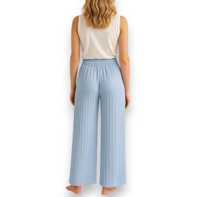Plissee Hose Damen lang (Hellblau)