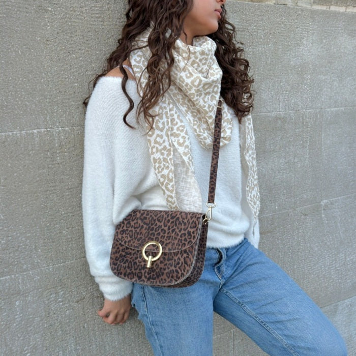 Schultertasche Leopard (Braun)