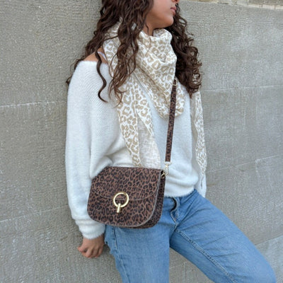 Schultertasche Leopard (Braun)