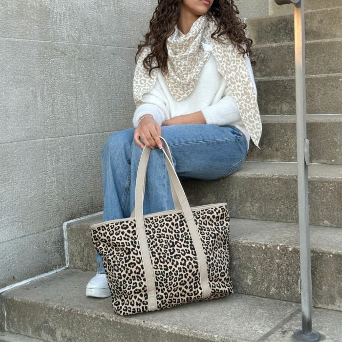Shopper Einkaufstasche Leopardenmuster (Beige)