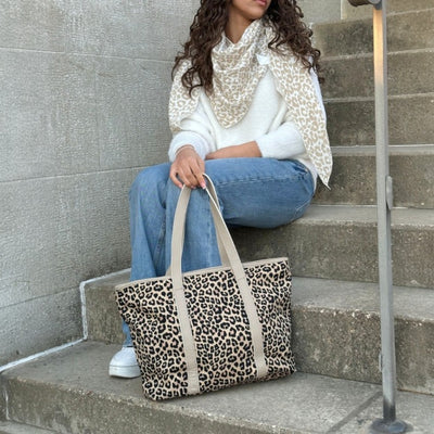 Shopper Einkaufstasche Leopardenmuster (Beige)