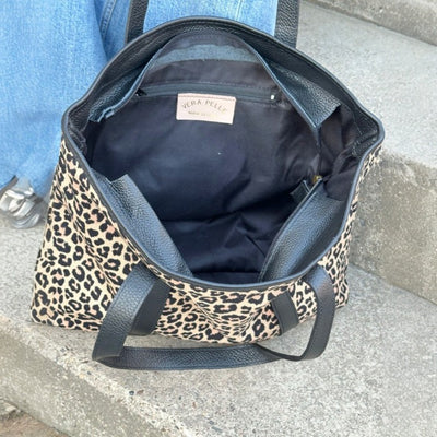 Shopper Einkaufstasche Leopardenmuster (Schwarz)