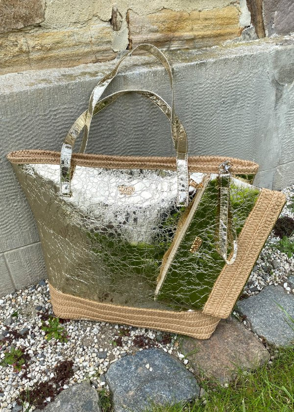 Shopper Tasche metallic rechteckig roségold online kaufen – Trendecke