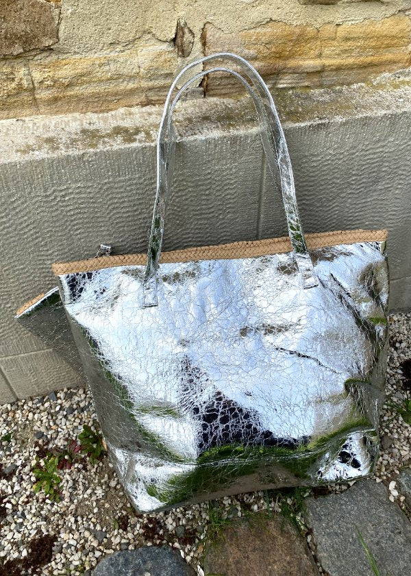 Shopper Tasche metallic rechteckig silber online kaufen – Trendecke
