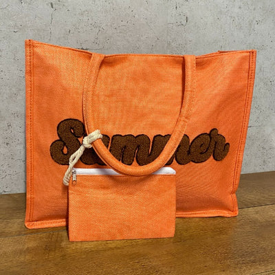 Strandtasche Orange "Summer" mit Geldbörse