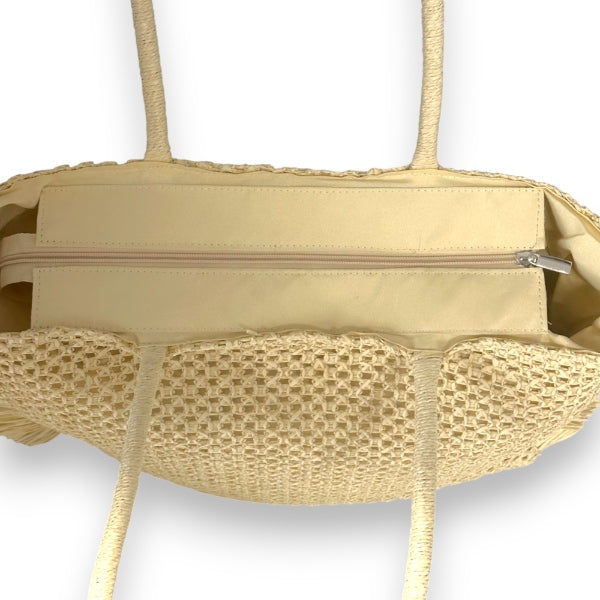 Strandtasche Papierstroh Beige