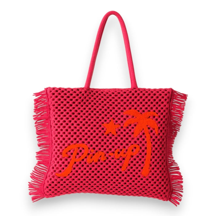 Strandtasche Papierstroh Fuchsia