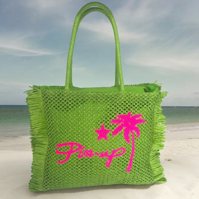 Strandtasche Papierstroh Grün