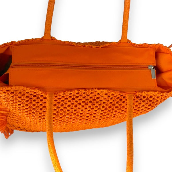 Strandtasche Papierstroh Orange