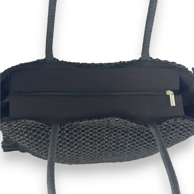 Strandtasche Papierstroh Schwarz