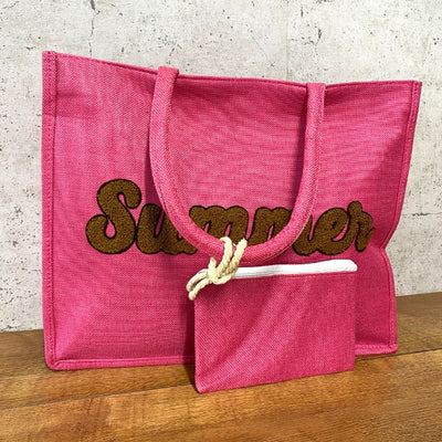 Strandtasche Pink "Summer" mit Geldbörse