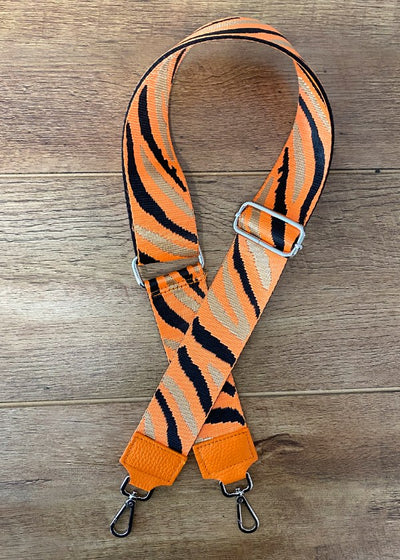 Leder Bauchtaschen Set Orange Zebra (Silberne Verschlüsse)