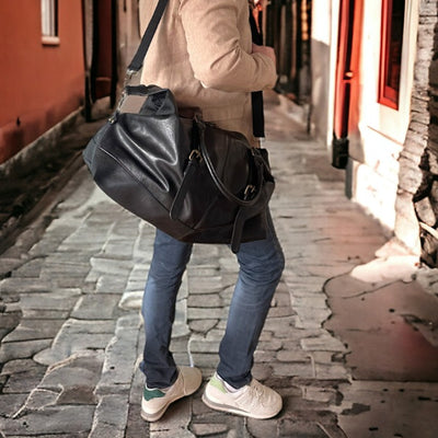 Weekender Reisetasche für Herren im Vintage Style (Schwarz)