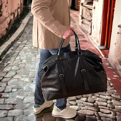 Weekender Reisetasche für Herren im Vintage Style (Schwarz)