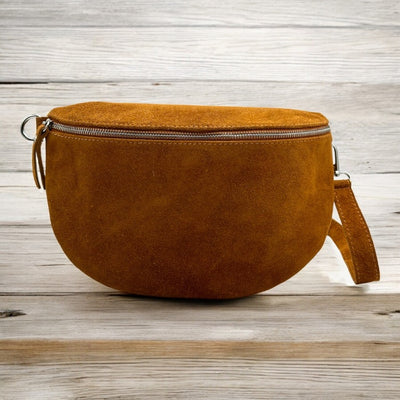 Wildleder Bauchtasche Cognac