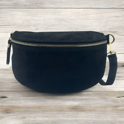 Wildleder Bauchtasche Schwarz (Gold)