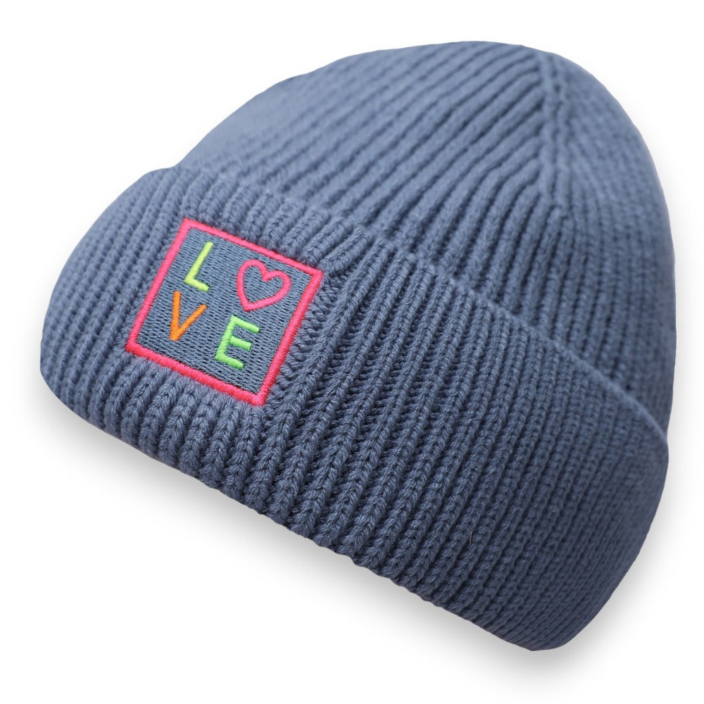 Wintermütze Damen LOVE blau