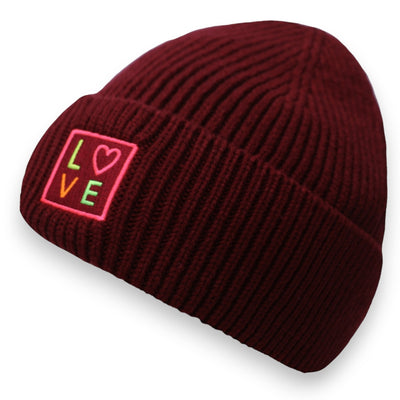 Wintermütze Damen LOVE bordeaux