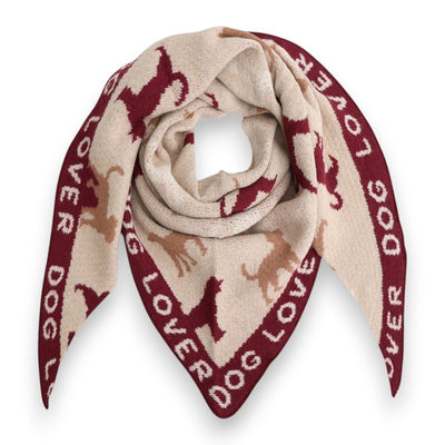 Winterschal Damen Hundemotiv bordeaux