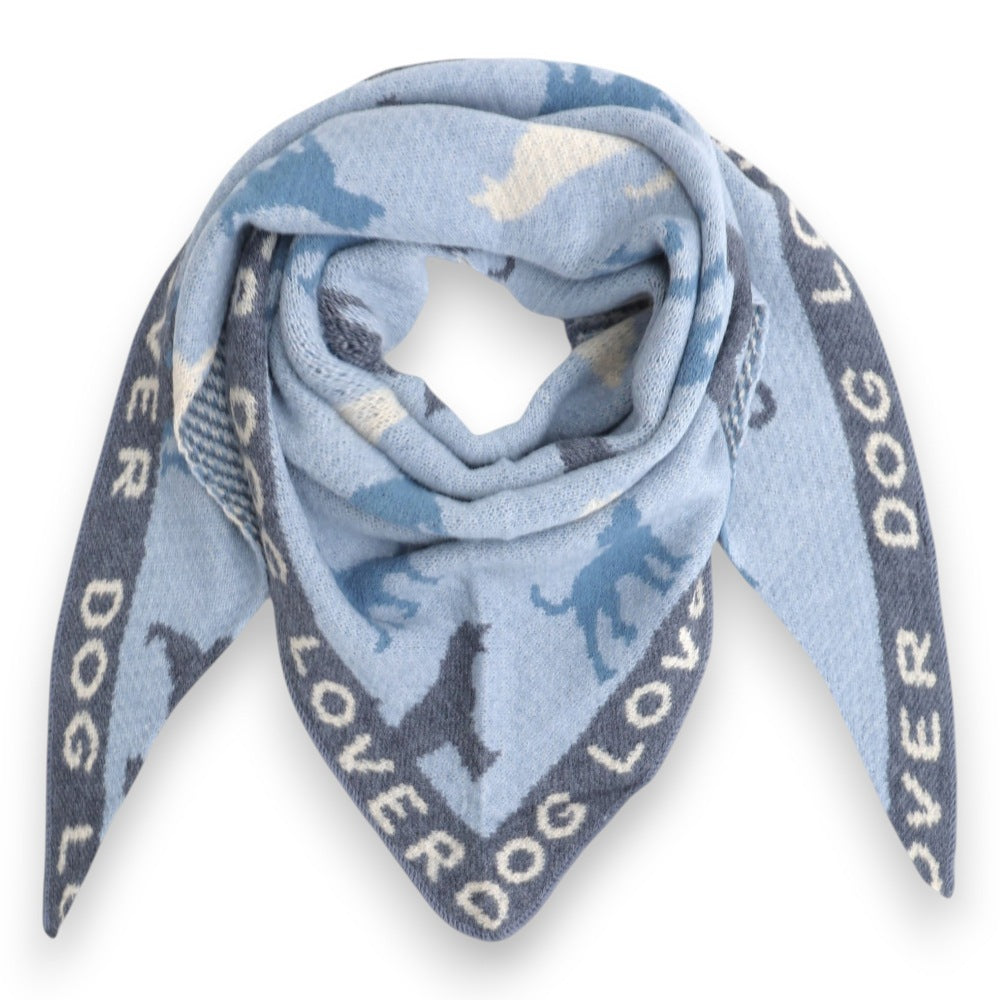 Winterschal Damen Hundemotiv hellblau 