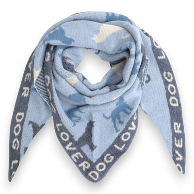 Winterschal Damen Hundemotiv hellblau 