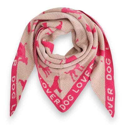 Winterschal Damen Hundemotiv  pink