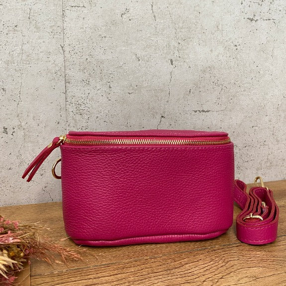 Rechteckige Tasche Fuchsia (Goldene Verschlüsse)