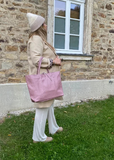 Leder Handtasche Damen Altrosa