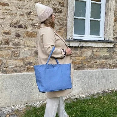 Leder Handtasche Damen Blau