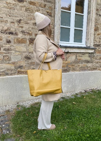 Leder Handtasche Damen Gelb