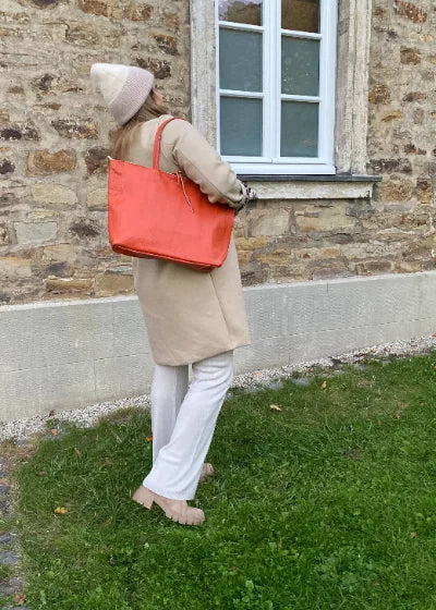 Leder Handtasche Damen Orange