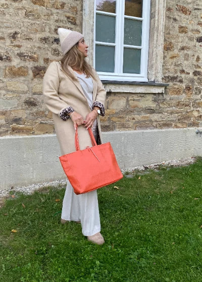 Leder Handtasche Damen Orange