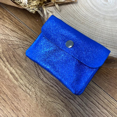 Mini Portemonnaie Damen Metallic Blau