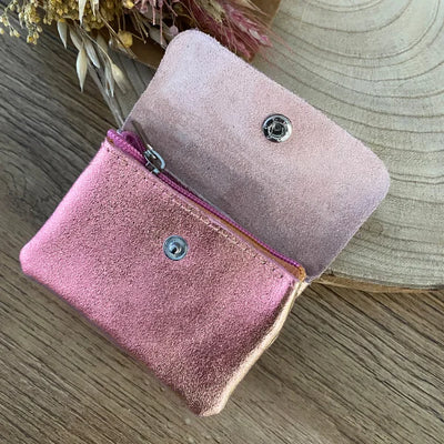 Mini Portemonnaie Damen Metallic Rosa