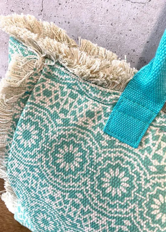 Shopper Strandtasche mit Ornamentmuster Mintgrün