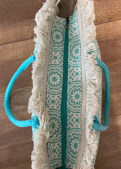 Shopper Strandtasche mit Ornamentmuster Mintgrün